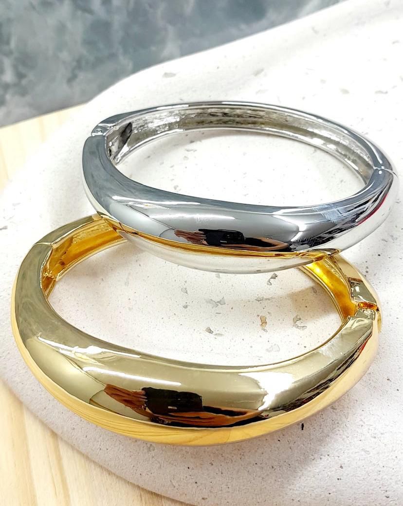 Bracelete Dourada e Prateada Orgânica